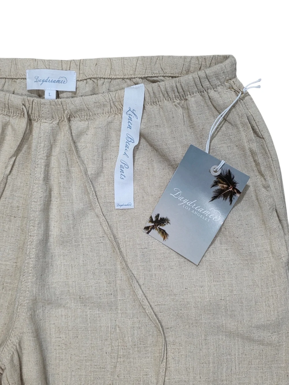 Daydreamer LA Linen Beach Pants Natural Beige NWT Size Large